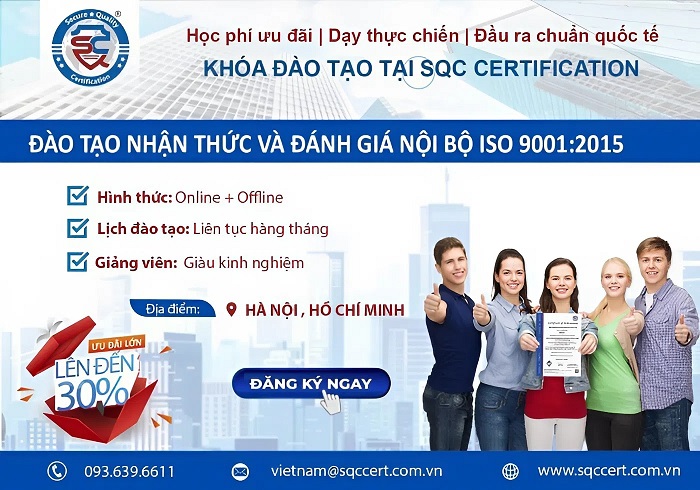 khóa đào tạo nhận thức và đánh giá nội bộ iso 9001:2015