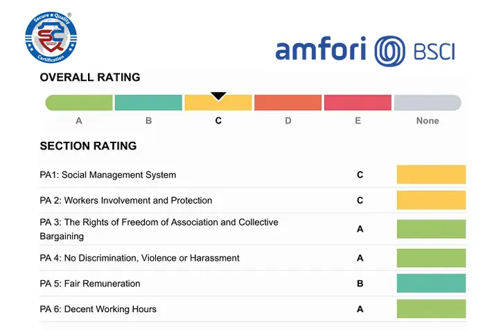 BSCI compliance levels